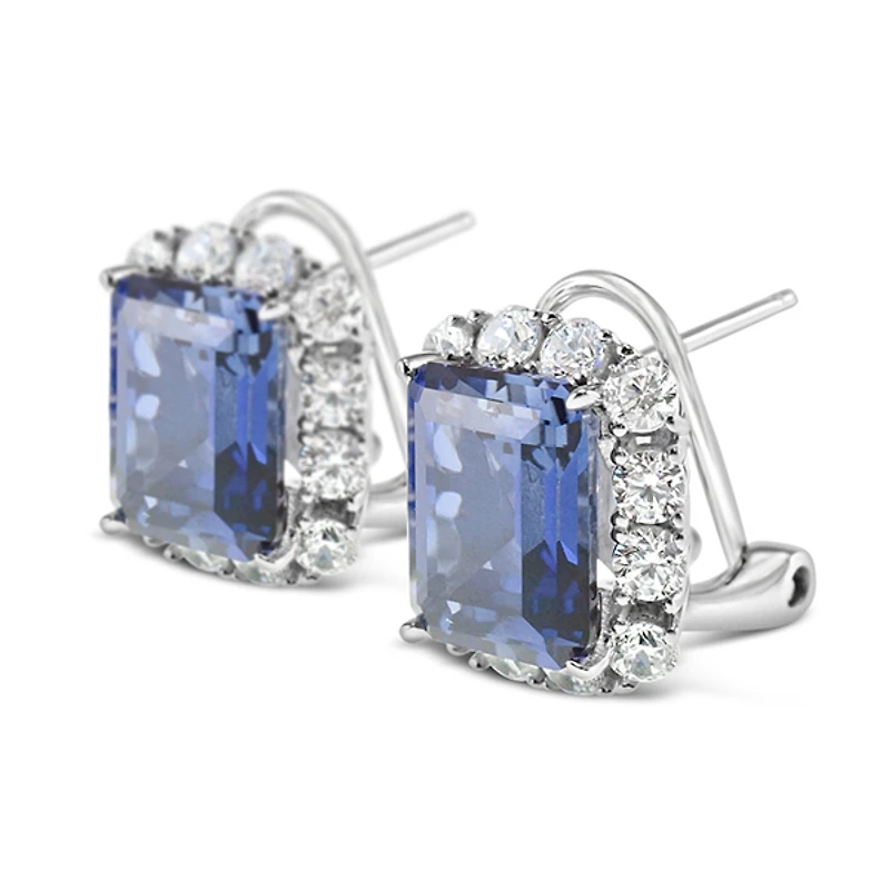 Sterling Silver Sapphire Cubic Zirconia Earrings 153380