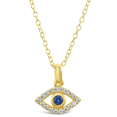 Gold Plate Sterling Silver Cubic Zirconia Evil Eye Necklace 143505