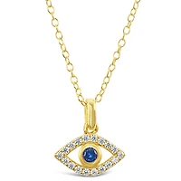 Gold Plate Sterling Silver Cubic Zirconia Evil Eye Necklace 143505