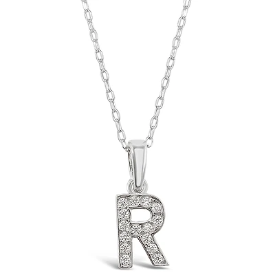 Sterling Silver Cubic Zirconia Initial R Necklace 135933