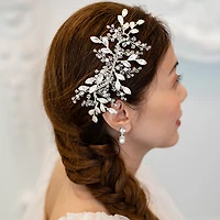 Bridal Silver Leaf Hair Comb 142067