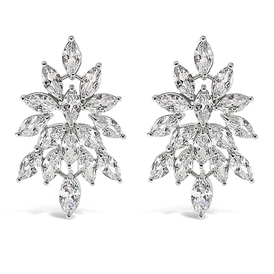 Bridal Silver Cubic Zirconia Drop Earrings 143589