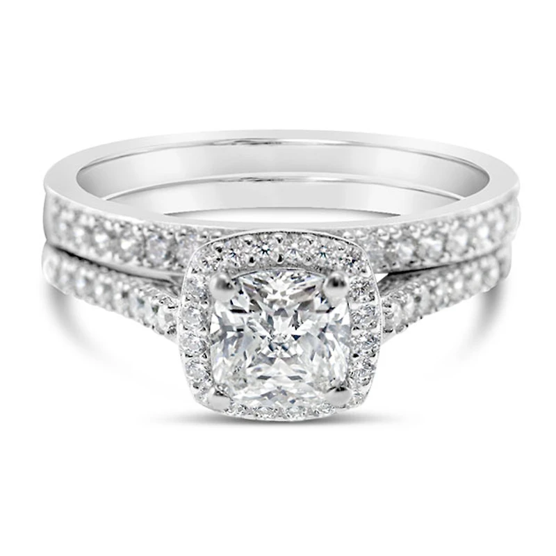 Sterling Silver Cubic Zirconia Square Set Ring 145717