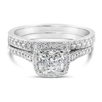 Sterling Silver Cubic Zirconia Square Set Ring 145717
