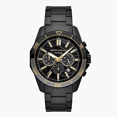 Armani Exchange Chronograph Black Stainless Steel Watch 152895