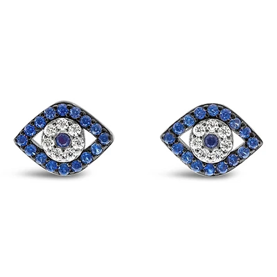 Sterling Silver Cubic Zirconia Evil Eyes Earrings 139419