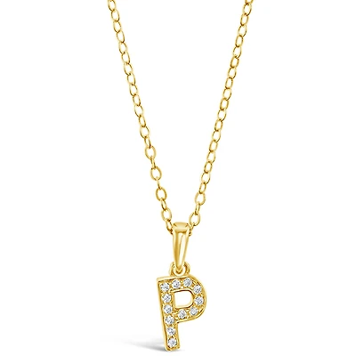 Gold Plated Sterling Silver Cubic Zirconia Initial P Necklace 147947