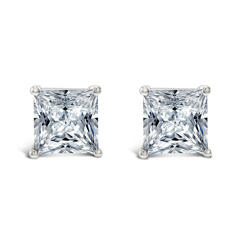 Sterling Silver Cubic Zirconia Princess Cut 7mm Studs 118049