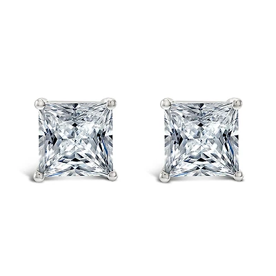 Sterling Silver Cubic Zirconia Princess Cut 7mm Studs 118049