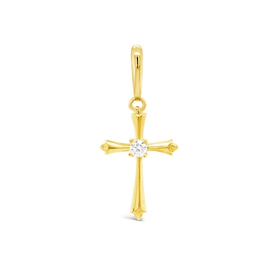 10k Yellow Gold Cubic Zirconia Cross Pendant