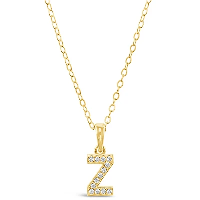 Gold Plated Sterling Silver Cubic Zirconia Initial Z Necklace 147952