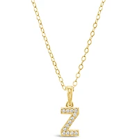 Gold Plated Sterling Silver Cubic Zirconia Initial Z Necklace 147952