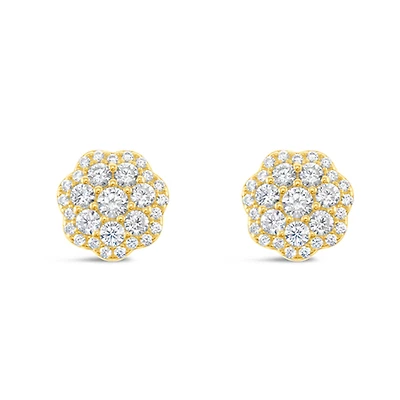 Gold Plated Sterling Silver Flower Cubic Zirconia Earrings