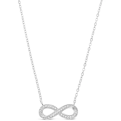 Sterling Silver Cubic Zirconia Infinity Necklace 150513