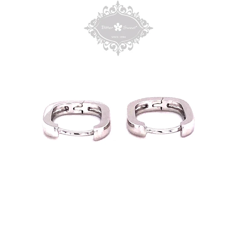 Sterling Silver Plain Square Huggies 143542