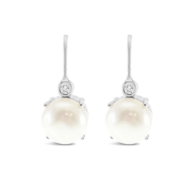 Sterling Silver Cubic Zirconia Pearl Earrings 152288