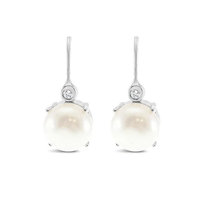 Sterling Silver Cubic Zirconia Pearl Earrings 152288