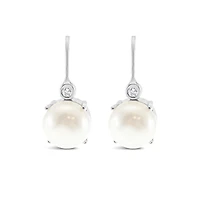 Sterling Silver Cubic Zirconia Pearl Earrings 152288