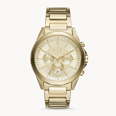 Armani Exchange Drexler Chronograph Gold-Tone Steel Watch 133147