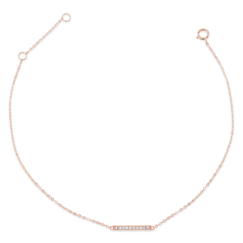 Rosegold Plated Sterling Silver Cubic Zirconia Pave Anklet 143326