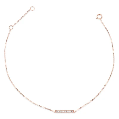 Rosegold Plated Sterling Silver Cubic Zirconia Pave Anklet 143326