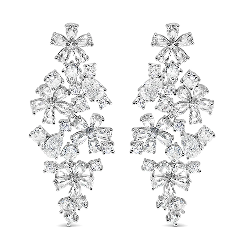 Bridal Flower Cubic Zirconia Earrings 152099