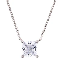 Sterling Silver Cubic Zirconia Princess Cut Necklace 143478