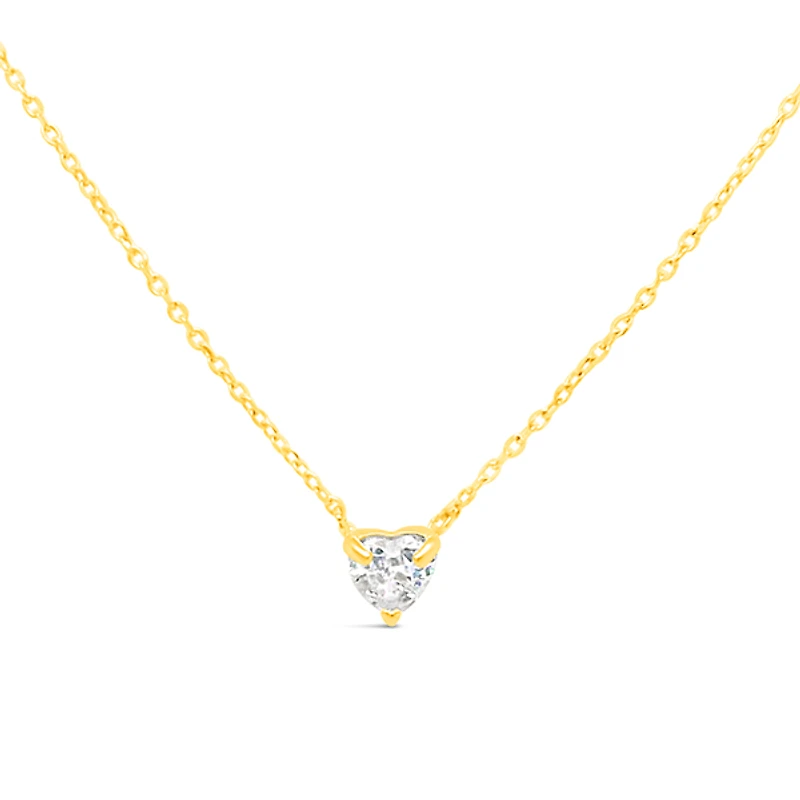 10k Yellow Gold Heart Cubic Zirconia Necklace 153745