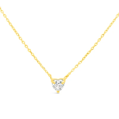 10k Yellow Gold Heart Cubic Zirconia Necklace 153745