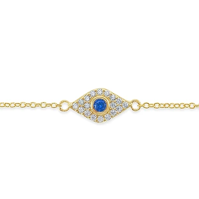 Gold Plated Sterling Silver Cubic Zirconia Evil Eye Bracelet
