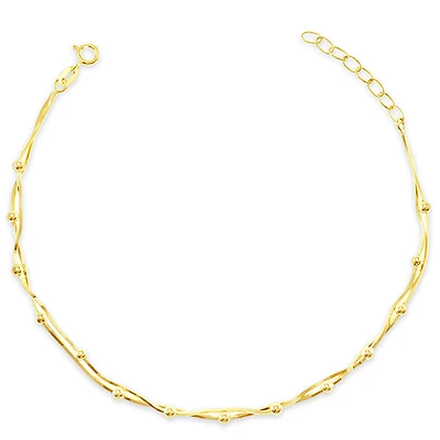 Gold Plated Sterling Silver Beads Anklet