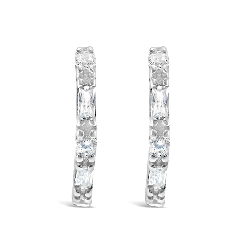 Sterling Silver Cubic Zirconia Huggie Earrings 146505