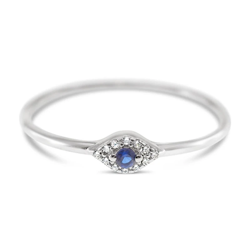 Sterling Silver Cubic Zirconia Evil Eye Ring
