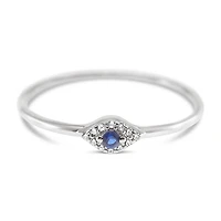 Sterling Silver Cubic Zirconia Evil Eye Ring