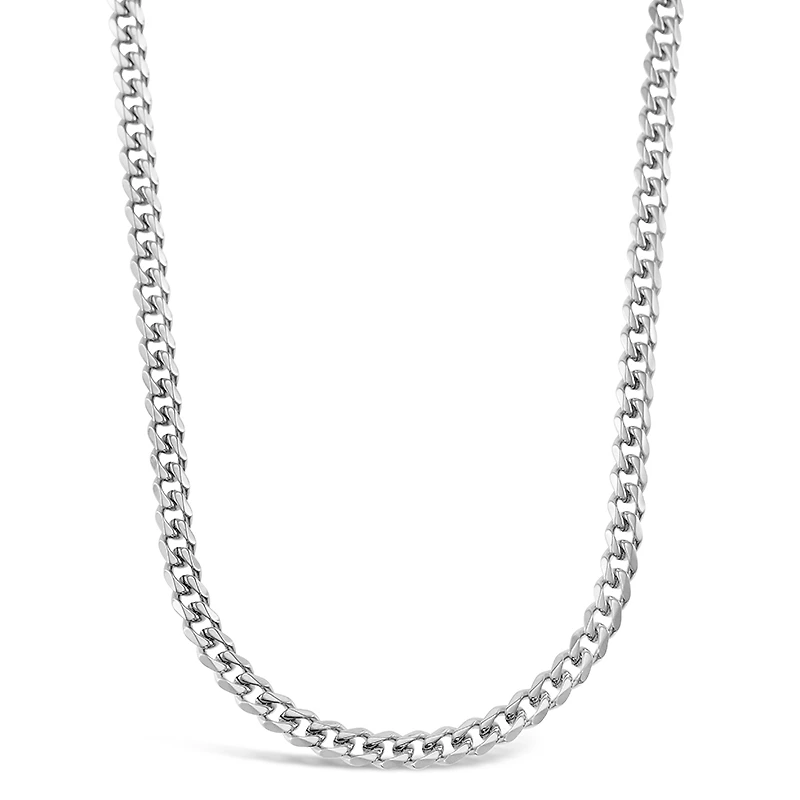 Stainless Steel Cuban Link 5mm Silver Necklace