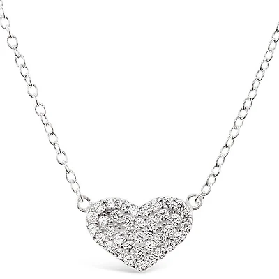 Sterling Silver Cubic Zirconia Heart Necklace 145004
