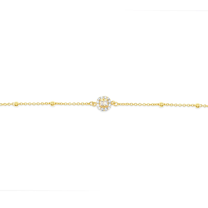 Gold Plated Sterling Silver Cubic Zirconia Anklet 145111