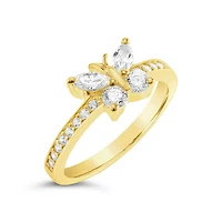 Gold Plated Sterling Silver Cubic Zirconia Butterfly Ring