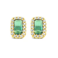 Gold Plated Sterling Silver Green Cubic Zirconia Earrings 152229