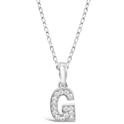 Sterling Silver Cubic Zirconia Initial Necklace