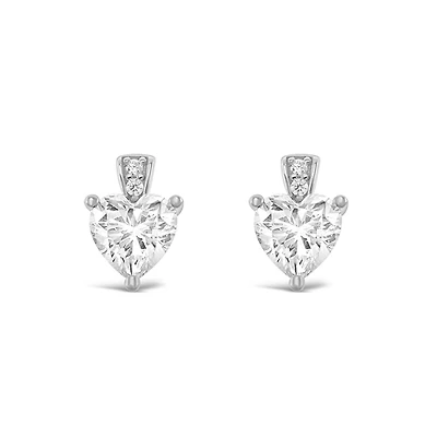 Sterling Silver Cubic Zirconia Heart Earrings 148603