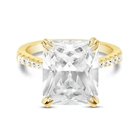 Gold Plated Sterling Silver Cubic Zirconia Radiant Cut Ring 146116