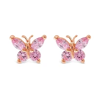 Rosegold Plated Sterling Silver Cubic Zirconia Butterfly Earrings 143356
