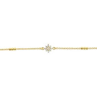 Gold Plated Sterling Silver Cubic Zirconia Flower Anklet 145109