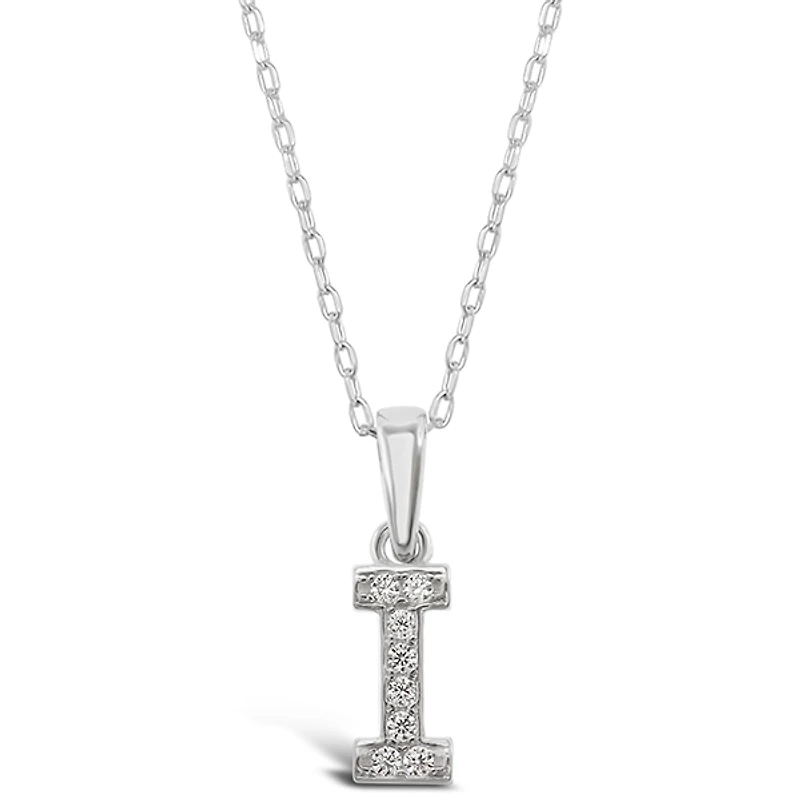 Sterling Silver Cubic Zirconia Initial I Necklace 135925