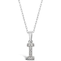 Sterling Silver Cubic Zirconia Initial I Necklace 135925