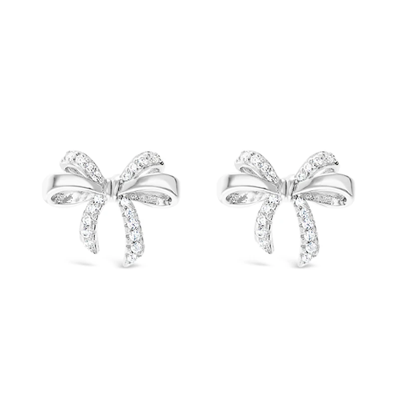 Sterling Silver Bow Cubic Zirconia Earrings 153081