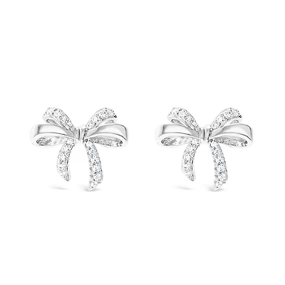Sterling Silver Bow Cubic Zirconia Earrings 153081