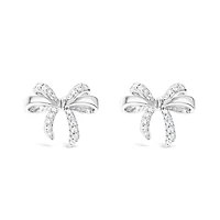 Sterling Silver Bow Cubic Zirconia Earrings 153081