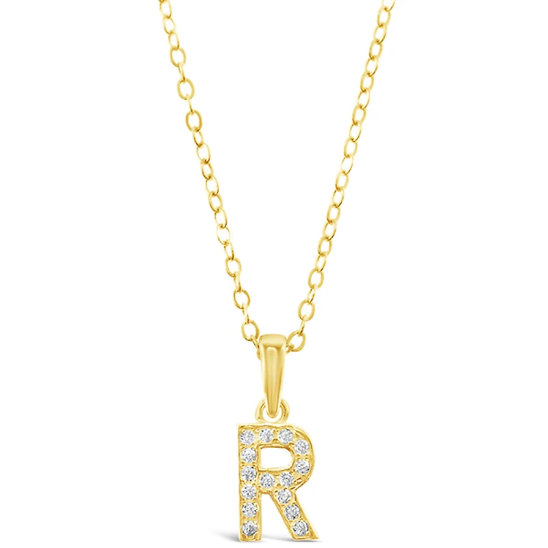 Gold Plated Sterling Silver Cubic Zirconia Initial R Necklace 147948